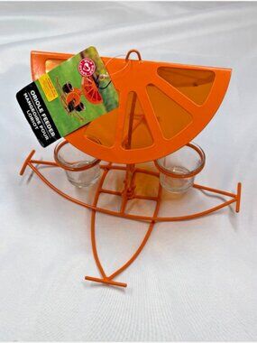 Wild Bird Lovers Oriole Feeder Orange Slice Jelly Cups Outdoor Garden NWT